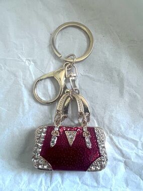Bag Charm Keychain Sparkling Red Handbag Charm